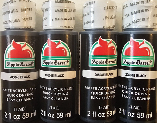 Black (4x) 2oz Bottles - (8oz) Apple Barrel Matte Acrylic Paint