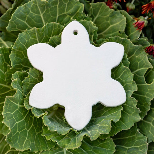 Snowflake Christmas Ornament 4" Ceramic Bisque Ready To Paint Pottery