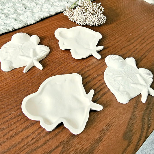 Four Seashell Clusters Add-ons 3" Ceramic Bisque Ready To Paint Pottery