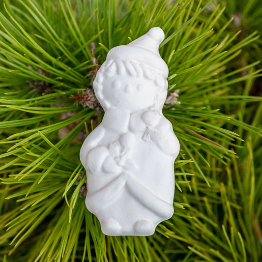 Christmas Boy Flute Add On 4.1" IN STOCK Ceramic Bisque Ready To Paint Pottery