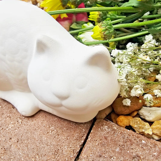 Kitty Cat with Flower Patterns 6" Ceramic Bisque Ready To Paint Pottery
