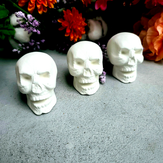 Trio of Mini Skulls 2" Ceramic Bisque Ready To Paint Pottery