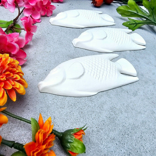 Fish Set of three - 5.3" Ceramic Bisque Ready To Paint Pottery