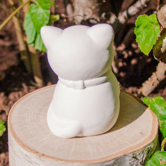 Bubbly Kitty Cat 3x3 Ceramic Bisque Ready To Paint Pottery