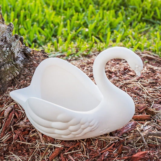 Smooth Swan Bowl Pot Planter 6.5" Ceramic Bisque Ready To Paint Pottery