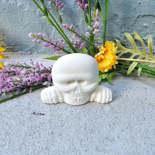 Creeping Skull Halloween 3.5" Ceramic Bisque Ready To Paint Pottery