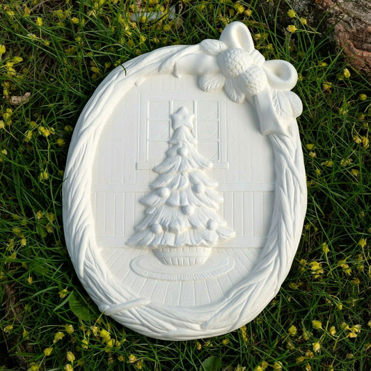 Christmas Tree Wall Plaque 8" Ceramic Bisque Ready To Paint Pottery