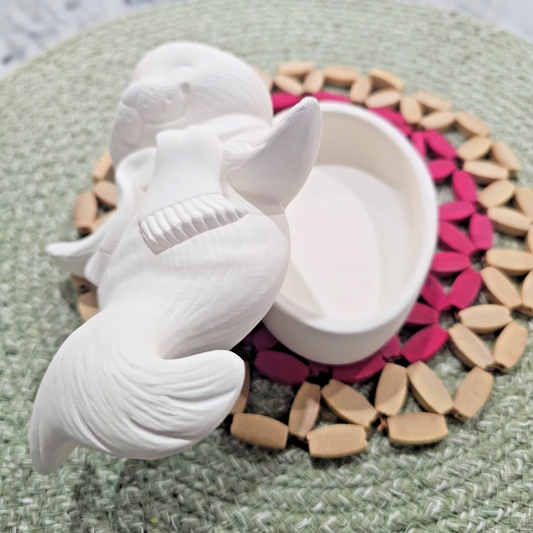 Seal With Scarf Box 6" Ceramic Bisque Ready To Paint Pottery