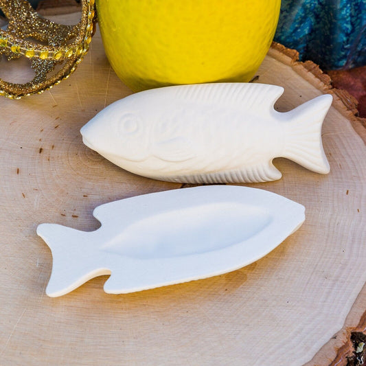 (2x) Tropical Fish Set Tiles 4" Ceramic Bisque Ready To Paint Pottery