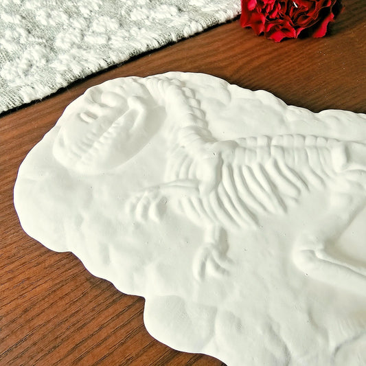 Velociraptor Fossil Garden Stone 11" Ceramic Bisque Ready To Paint Pottery