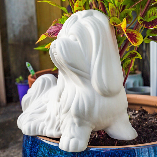 Cute Shih Tzu Dog 9" Ceramic Bisque Ready To Paint Pottery