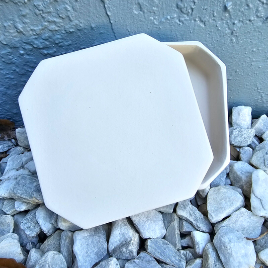 Octagonal Jewelry Box 6" Ceramic Bisque Ready To Paint Pottery