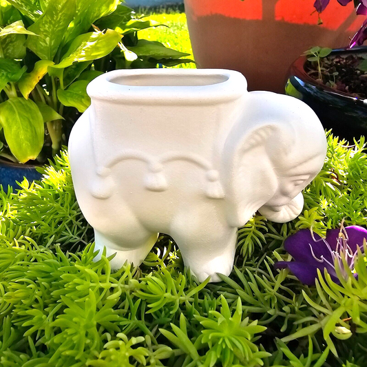 Mini Elephant Planter 4.3" Ceramic Bisque Ready To Paint Pottery