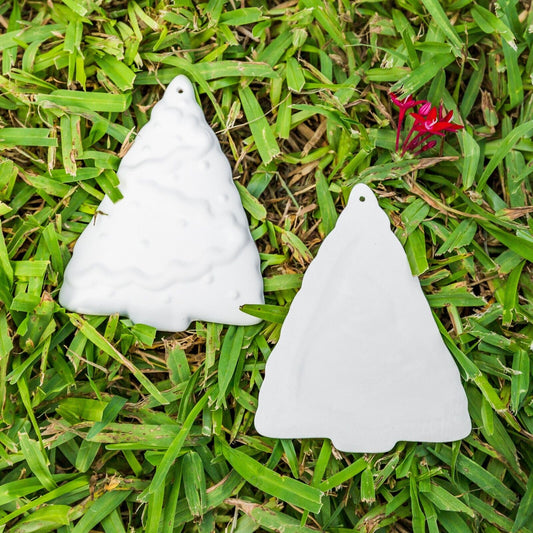 Christmas Tree Ornament Set 3.8" Ceramic Bisque Ready To Paint Pottery