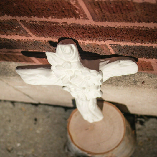 Flower Wood Cross Religious 11x7" Ceramic Bisque Ready To Paint Pottery