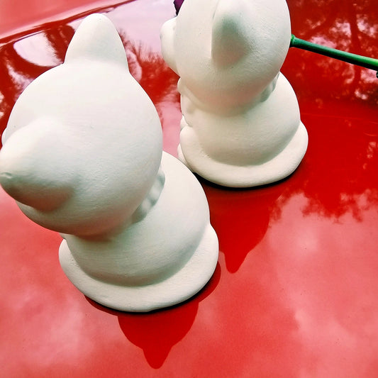 Pair of Cute Cats 3" Ceramic Bisque Ready To Paint Pottery