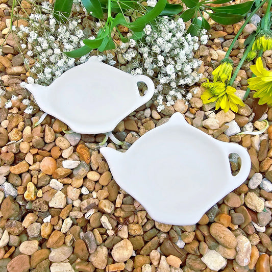 Tea Kettle Spoon Rest Set 4.5" Ceramic Bisque Ready To Paint Pottery