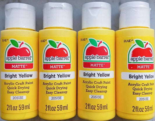 Bright Yellow (4x) 2oz Bottles (8oz) Apple Barrel Matte Acrylic Paint