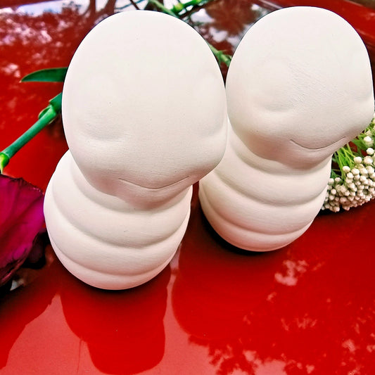 Pair of Cute Caterpillars Bugs 5" Ceramic Bisque Ready To Paint Pottery