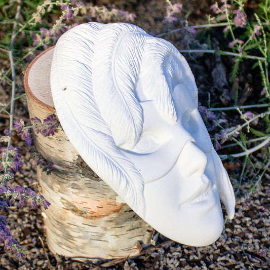 Masquerade Feather Mask 8x7 Ceramic Bisque Ready To Paint Pottery