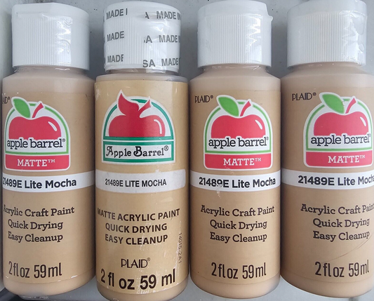 Lite Mocha Brown (4x) 2oz Bottles - (8oz) Apple Barrel Matte Acrylic Paint