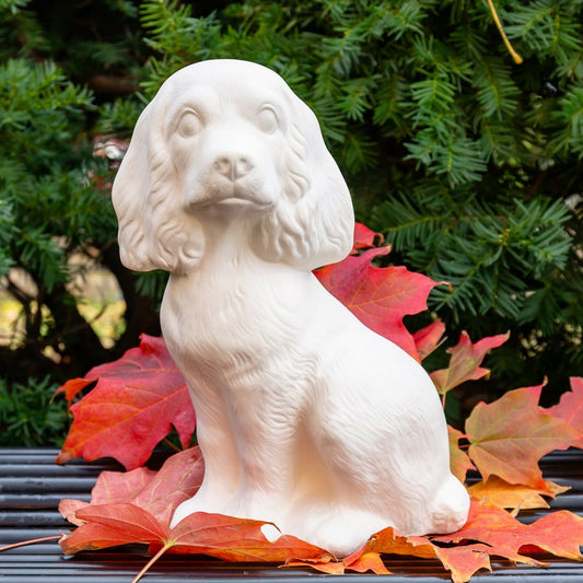 Cocker Spaniel Dog Sitting 10.5" Ceramic Bisque Ready To Paint Pottery