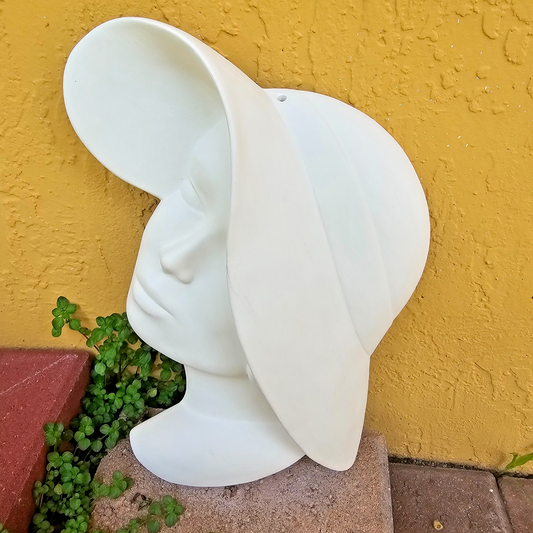 Elegant Lady Mask 12" Ceramic Bisque Ready To Paint Pottery