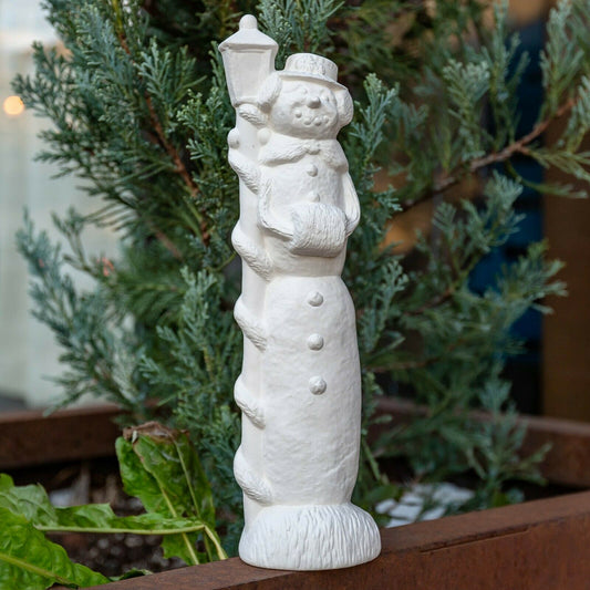 Snowman Christmas With Lamp 8.6" Ceramic Bisque Ready To Paint Pottery