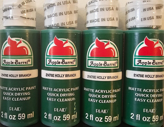 Holly Branch Green (4x) 2oz Bottles - (8oz) Apple Barrel Matte Acrylic Paint