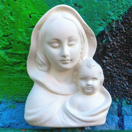 Virgin Mary and Baby Jesus 4.5" Ceramic Bisque Ready To Paint Pottery