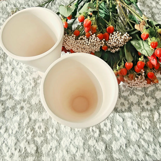 Two Medium Deco Planters Vases 5" Ceramic Bisque Ready To Paint Pottery