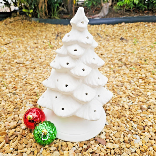 Christmas Tree With Base and Holes 12.5" Ceramic Bisque Ready To Paint Pottery