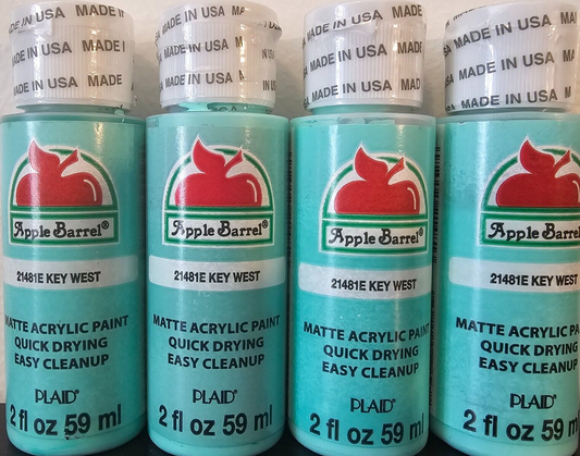 Key West Blue (4x) 2oz Bottles - (8oz) Apple Barrel Matte Acrylic Paint