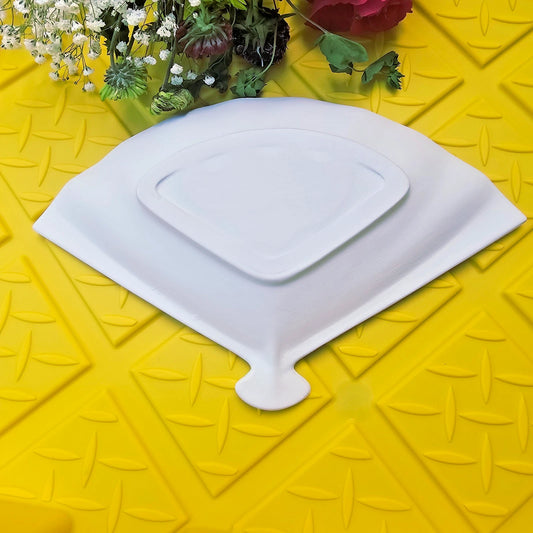 Handheld Fan Dish Tray 10" Ceramic Bisque Ready To Paint Pottery