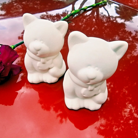 Pair of Cute Cats 3" Ceramic Bisque Ready To Paint Pottery