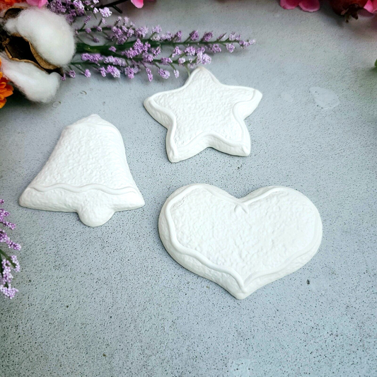 Set of three Cookie Tiles 3" Ceramic Bisque Ready To Paint Pottery