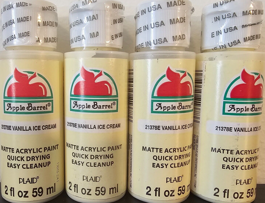 Vanilla Ice Cream White (4x) 2oz Bottles (8oz) Apple Barrel Matte Acrylic Paint