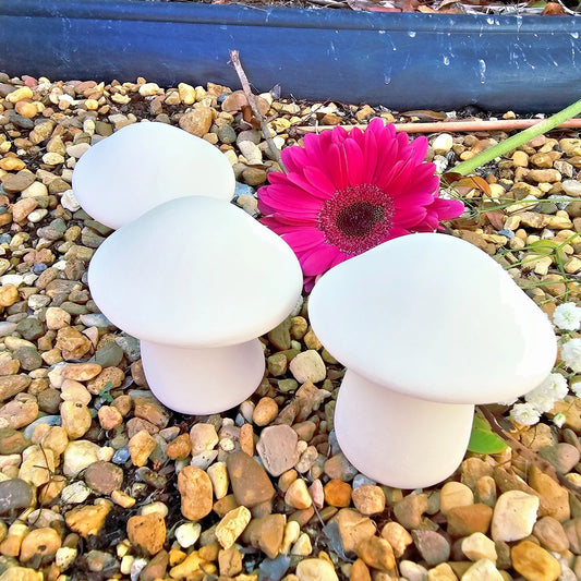 Three Small Garden Mushrooms 3" each Ceramic Bisque Ready To Paint Pottery