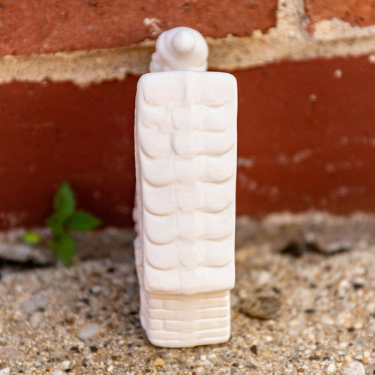 Christmas Santa On House Roof 3.3" Ceramic Bisque Ready To Paint Pottery