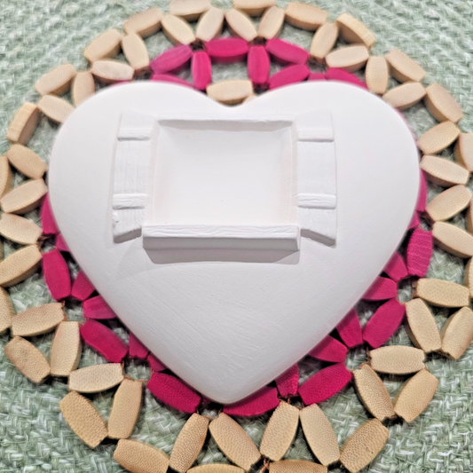 Wall Heart with Window Sill 6" Ceramic Bisque Ready To Paint Pottery
