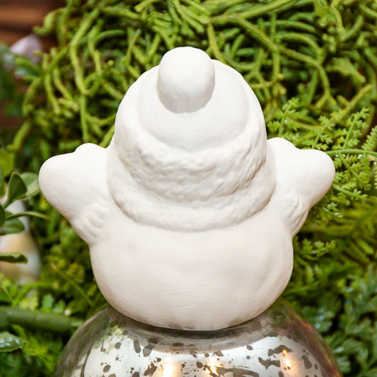 Christmas Snowman 3.7" Ceramic Bisque Ready To Paint Pottery