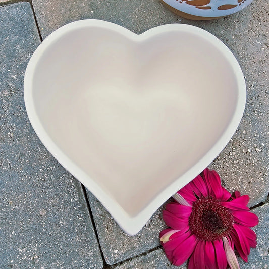 Deep Hear Bowl Valentines 6" Ceramic Bisque Ready To Paint Pottery