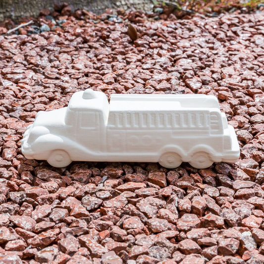 Classic Fire Engine Truck 5" Ceramic Bisque Ready To Paint Pottery