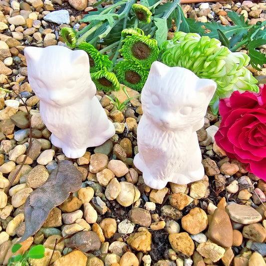 Two Tiny Kitty Cats 1.75" Ceramic Bisque Ready To Paint Pottery