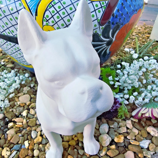 Boxer Dog Sitting 9.5" Ceramic Bisque Ready To Paint Pottery