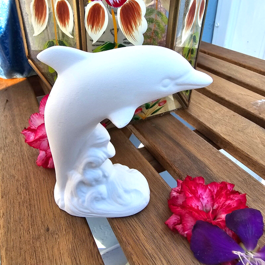 Surfing Dolphin 4" Ceramic Bisque Ready To Paint Pottery