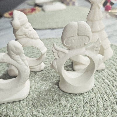 Napkin Holder Christmas Set Ceramic Bisque Ready To Paint Pottery