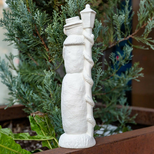 Snowman Christmas With Lamp 8.6" Ceramic Bisque Ready To Paint Pottery