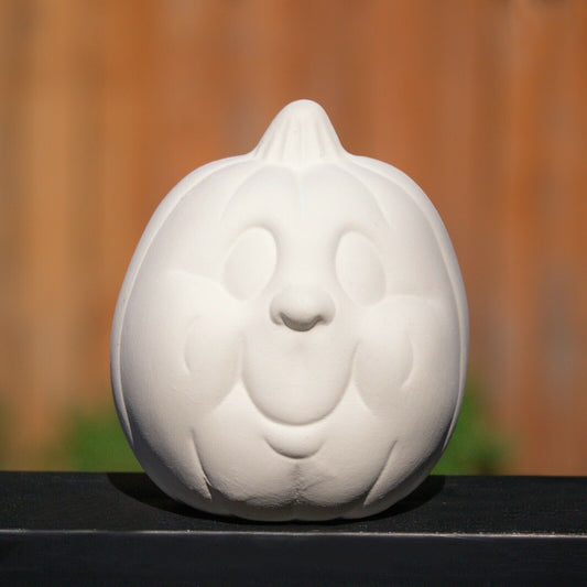 Small Pumpkin Head 3x3 Halloween Ceramic Bisque Ready To Paint Pottery