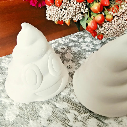 Two Poop Emoticons 3.5" Ceramic Bisque Ready To Paint Pottery